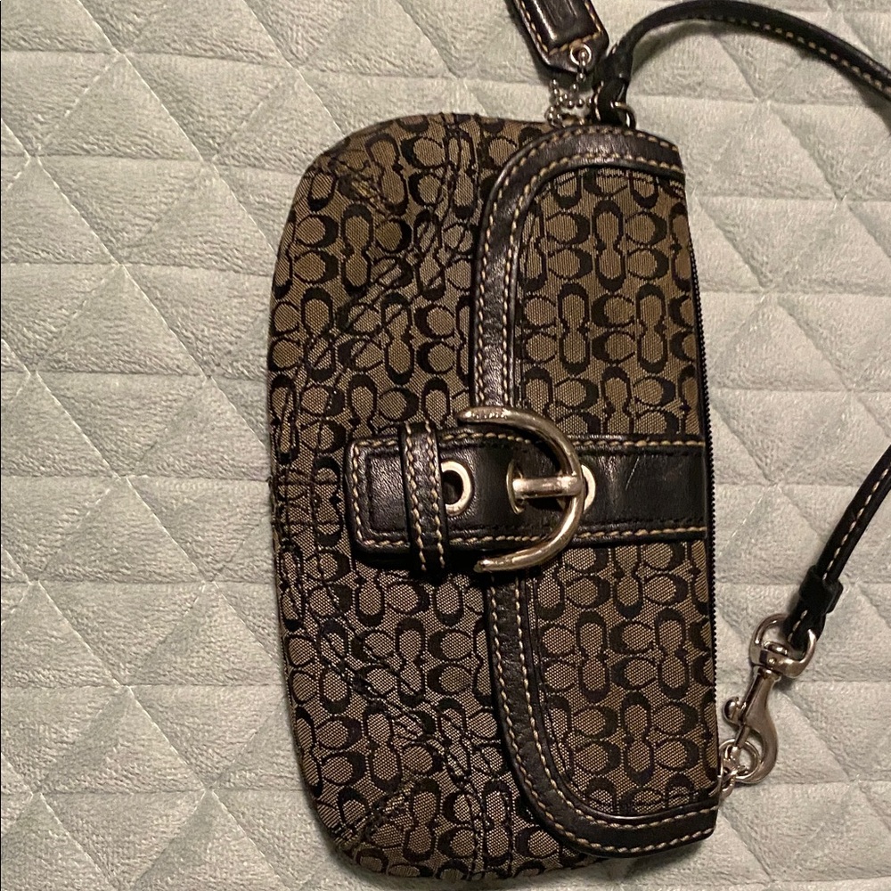 Coach Brown and Black Signature Wallett Bag